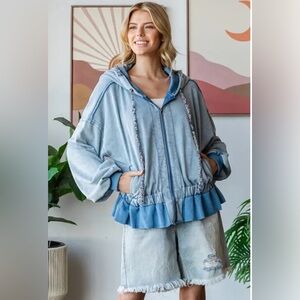 New Oli & Hali Boston 2 Blue Washed Blue Hoodie